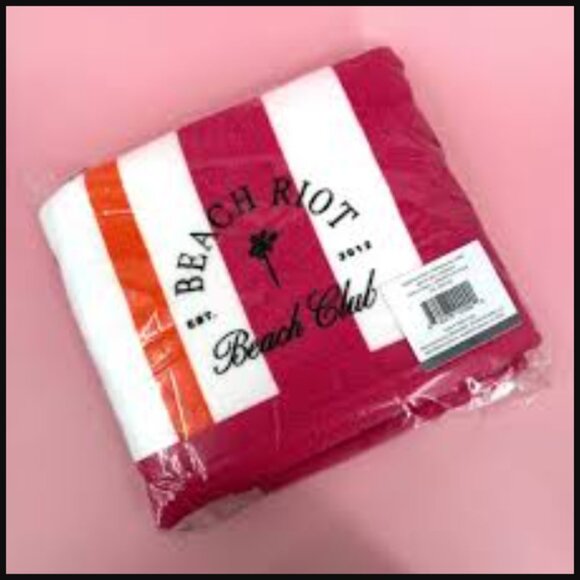 ❣️2/$36 NIP Beach Riot Beach Club Towel Pink Orange Stripe Retail Price $78.00 - Picture 5 of 9